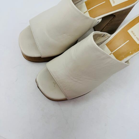 Dolce Vita Lukas Leather Peep Toe Slip-On Platform Block Heel Sandals Size 8.5 - Picture 3 of 14